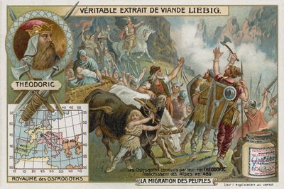 Az osztrogótok, királyuk, Theodorik vezetésével, átkeltek az Alpokon, 489 alkotó: European School